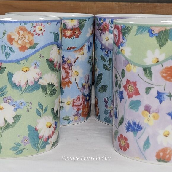 Vtg Chintz Charming Andrea Sadek Julia Bullmore Mug Set Of 4 Cups Japan Floral - Picture 8 of 11